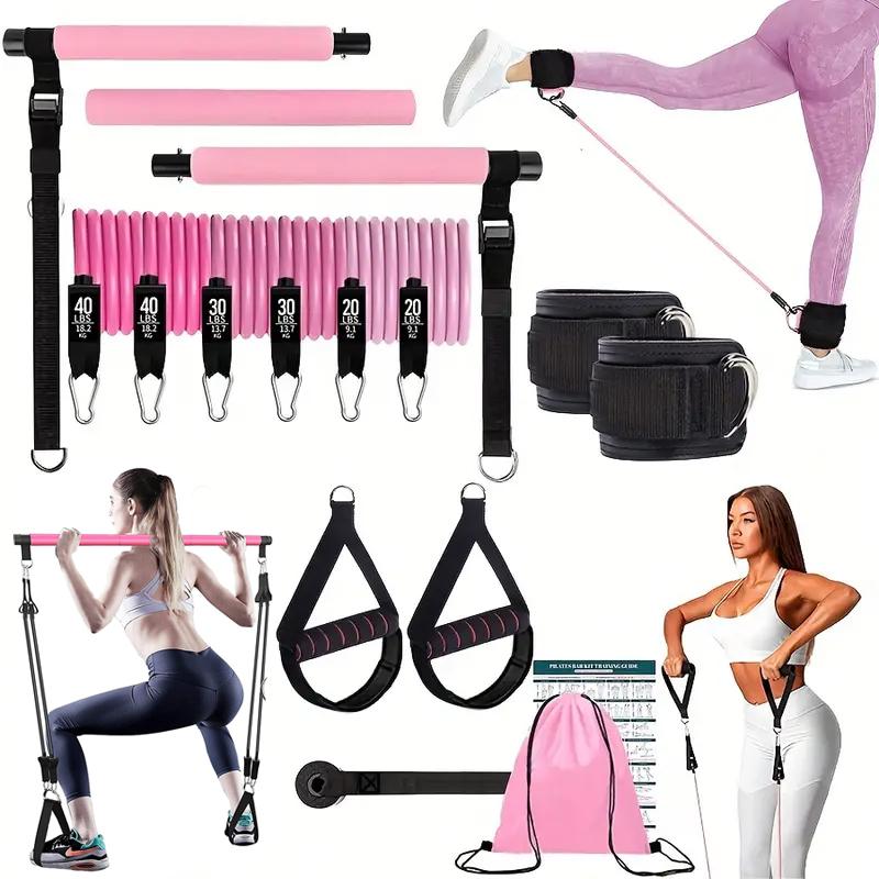 Yoga Fitness Gear - Çok Fonksiyonlu Pilates Bar Seti, Elastik