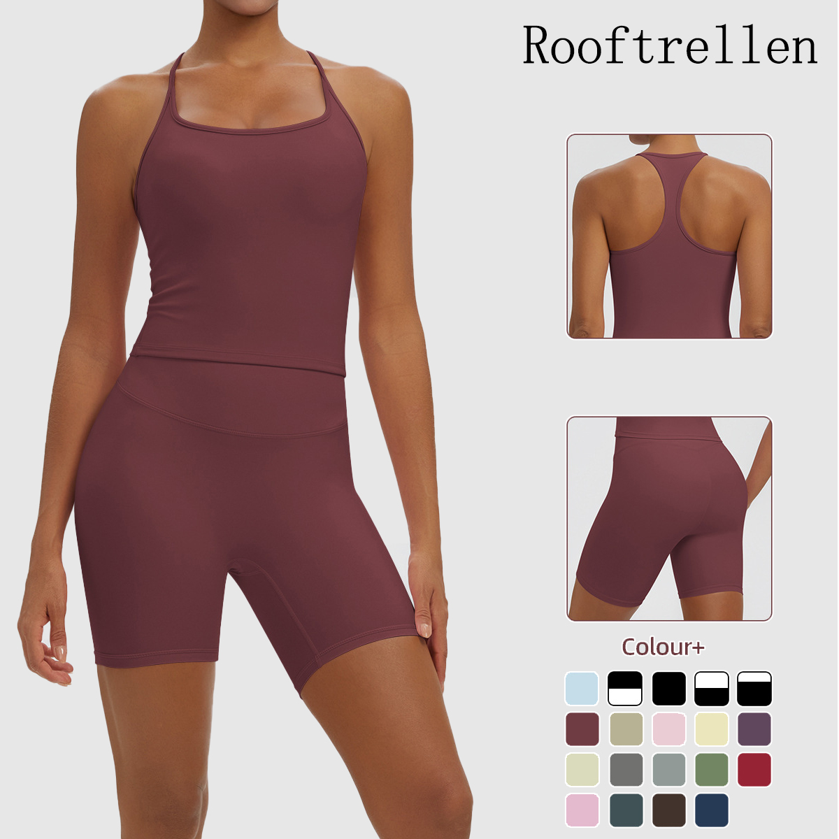 Yoga Fitness Kit - Rooftrellen 2 Parça Seksi Düz Renk