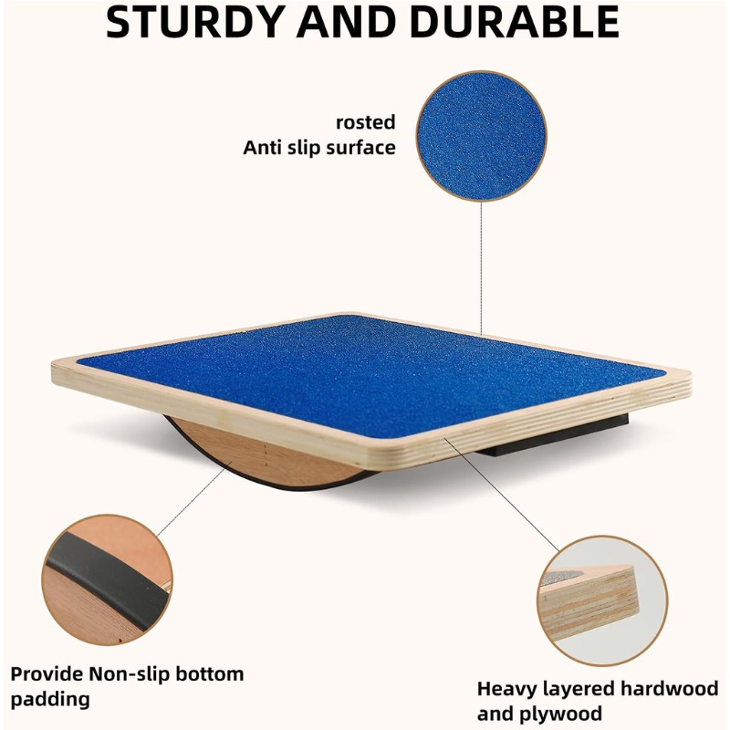 Balance Board Fitness - Taşınabilir Ahşap Kare Denge Masası Kaymaz