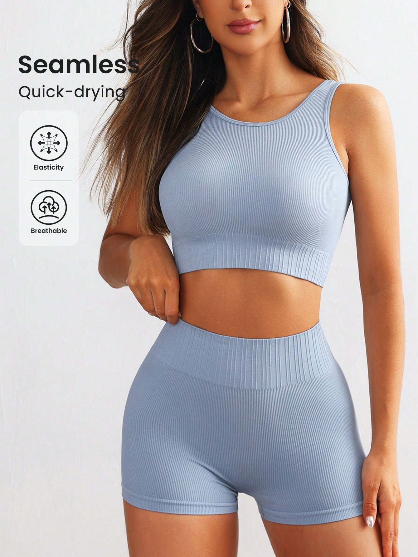 Yoga Fitness Kit - Kadınlar İçin Dikişsiz Fitilli Yoga Seti